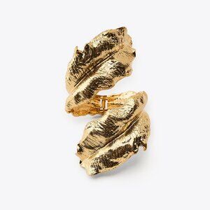 NWT ZARA TEXTURED GOLD LEAF ARM BAND CUFF RECORT  BRACELET